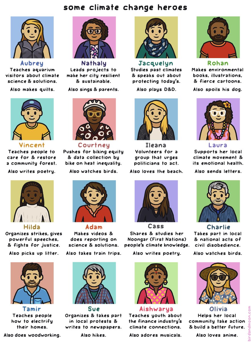 climate_comic's tweet photo. A lot of online climate change talk focuses on villains, and it can be so isolating. But there are many, many amazing people who are taking action. Here are 16 of them. https://t.co/vF1PqwYd34