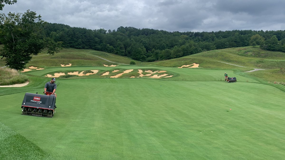 SBallAgronomy's tweet photo. Fall cultivation is off! Perfect weather.  @ballyhackgolf https://t.co/WuCaHwK9pi