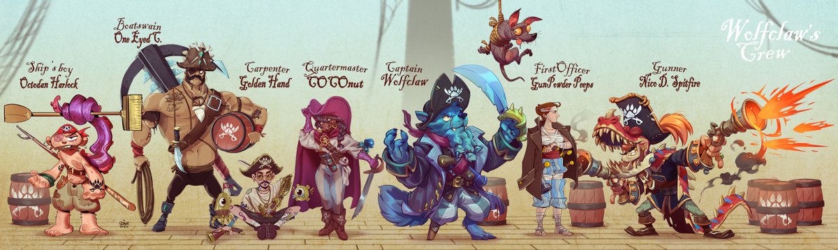 sneekkio's tweet photo. For the latest #batratchallenge you had to draw yourself as a pirate
And as soon as @MaxGrecke  proposed it, I had an idea ...Create a whole crew of pirates with friends!It has been a long journey since some brave crewmates decided to jump aboard with me on this pirate adventure! https://t.co/t3li6G5KuE