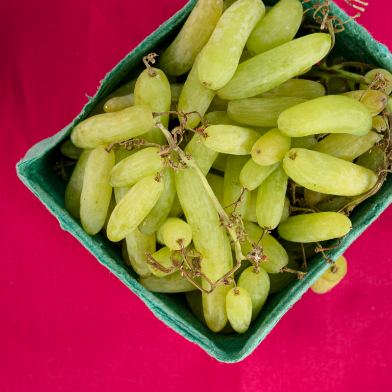 SpecialtyProd's tweet photo. Do you reach for green or red grapes? Finger grapes are a sweet and floral, seedless grape that is perfect for snacking! #specialtyproduce #fingergrapes #grapes #fruit