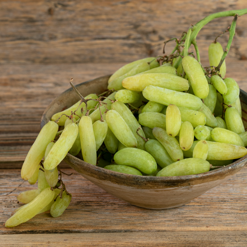 SpecialtyProd's tweet photo. Do you reach for green or red grapes? Finger grapes are a sweet and floral, seedless grape that is perfect for snacking! #specialtyproduce #fingergrapes #grapes #fruit