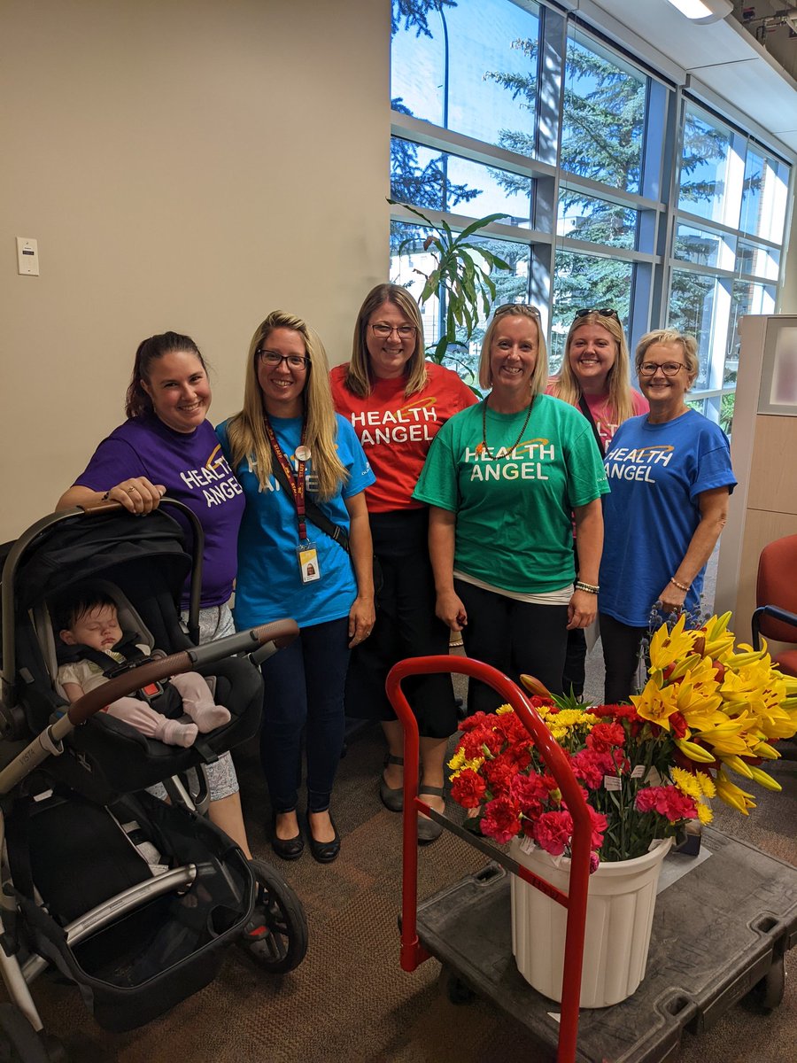 peter_mal's tweet photo. What a great surprise by the @OldsCollege Health and Wellness Team today. These "Health Angels" were sharing smiles, cookies and flowers. #thankyou https://t.co/skTvBa4fPq