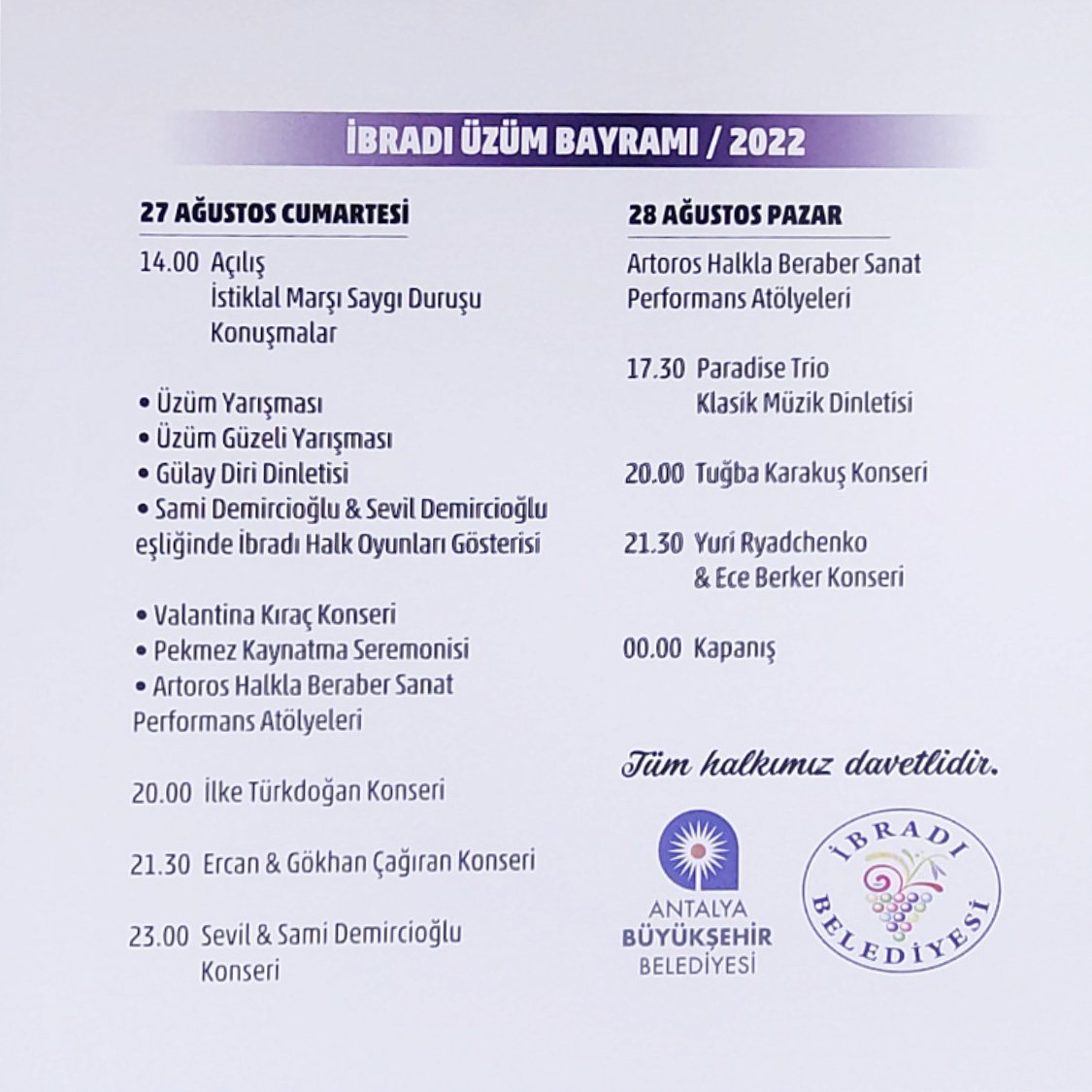 seydisimsek's tweet photo. İbradı sizleri bekliyor #ibradi #uzum #festival #Antalya #muzik #bayram #eglence #sanat #artoros https://t.co/zxUJxr8xGV