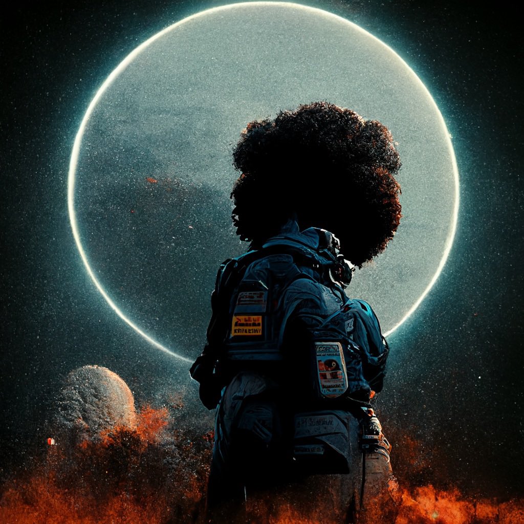 V01DConceptz's tweet photo. Arlene’s Odyssey👩🏾‍🚀

Been storyboarding the concept using MidJourney so here’s a sneak peak of the concepts https://t.co/X96r6Mxw2P