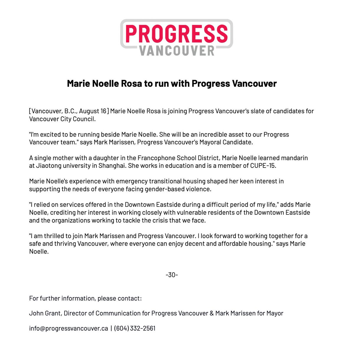 marissenmark's tweet photo. Proud to welcome Marie Noelle Rosa as a @progress_van candidate for Vancouver City Council.

Marie Noelle knows what it takes to overcome difficult circumstances to raise a family &amp; has first-hand experience working with vulnerable residents of the DTES.

Welcome aboard! #vanpoli https://t.co/0Gr4U5Hfa6