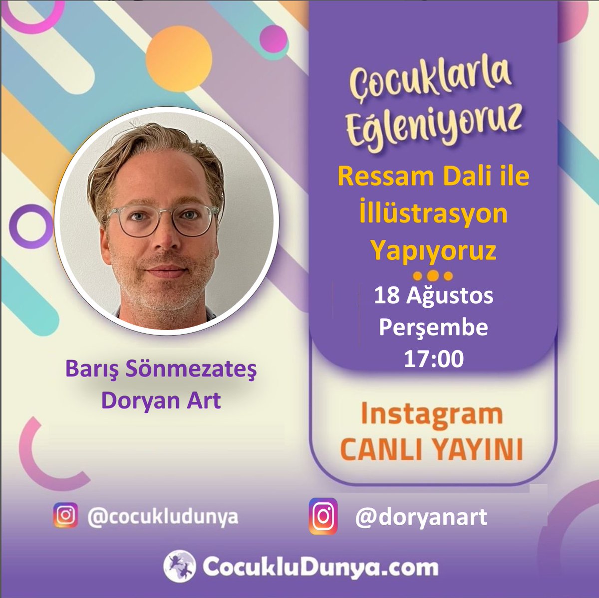 ÇocukluDünya Festivali devam ediyor. Ressam Dali ile İllüstrasyon Yapıyoruz. 
 
Diğer etkinlikler için: pazar.cocukludunya.com/festival-kayit/
.
.
.
.
.
.
.⠀
#ÇocukluDünya #çocukgelişimi #bebekgelişimi  #çocuklariçin  #evdeetkinlik #çocukatölyesi #cocukatolyesi #çocukatolyesi #etkinlik
