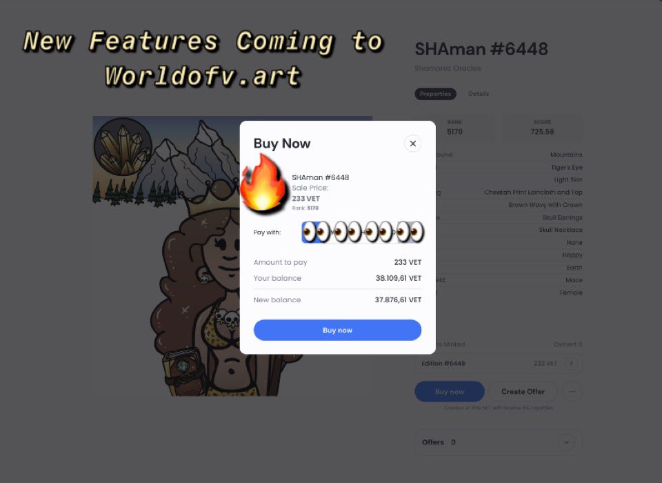 SafeHavenio's tweet image. Imagine if you could batch buy #NFTs with #VIP180 tokens that were supported by @worldofv_art 🤩

With this innovation, users will be able to buy an #NFT without having to leave the platform for swapping their assets to the token listed by the seller!

$SHA $WOV $MVA $VET $VTHO
