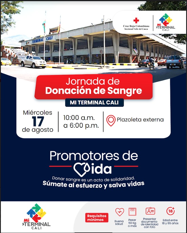 MiTerminalCali's tweet photo. Mi Terminal Cali te invita a la jornada de donación de sangré, recuerda que donando puedes salvar muchas vidas
#miterminalcali #sueñaconundestinoydéjalorodar #donarsangre #donantes #salvavidas #jornadadedonacion https://t.co/JTQPQQn8Wi