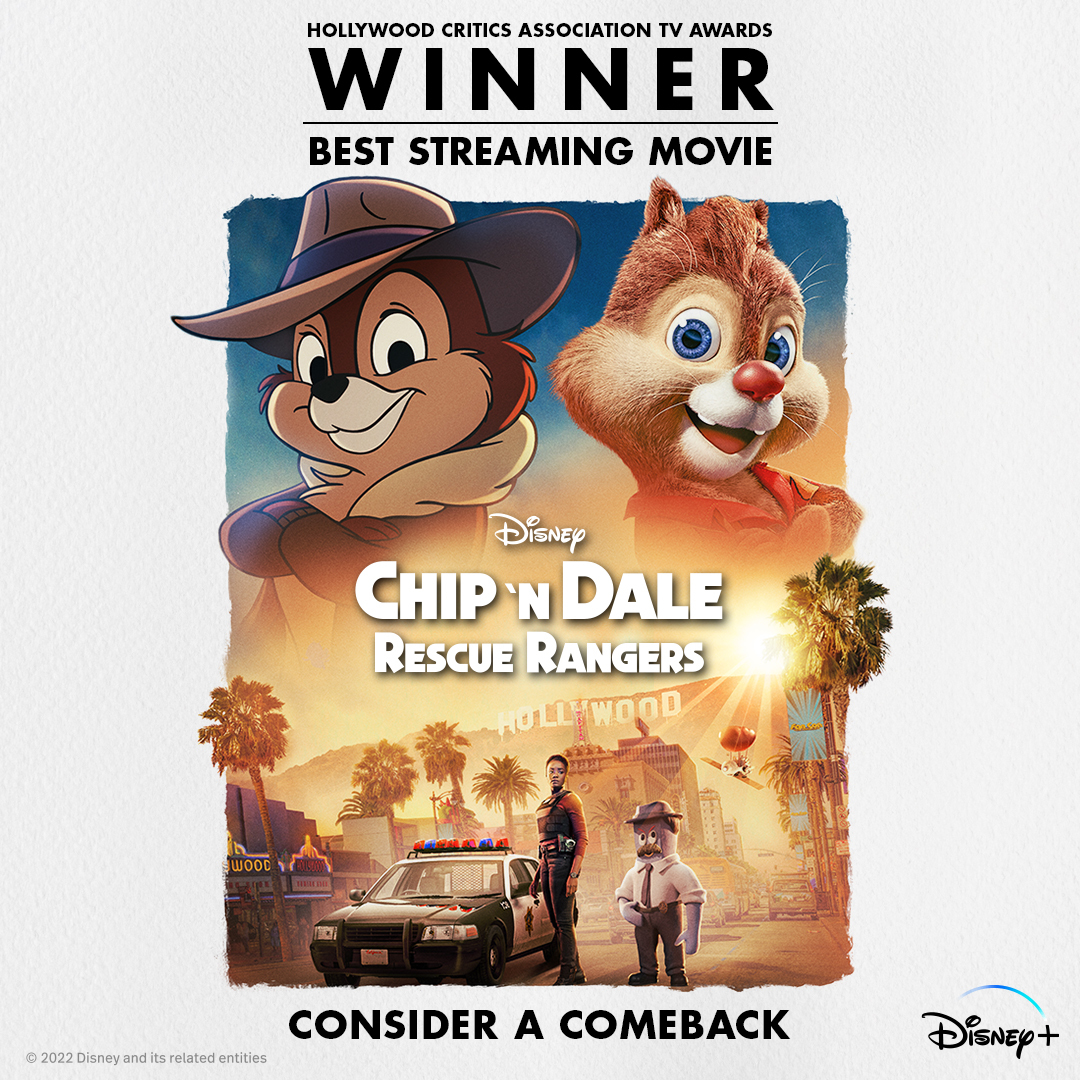 Congrats to the team behind Chip 'n Dale: #RescueRangers on their Hollywood Critics Association TV Award for Best Streaming Movie!