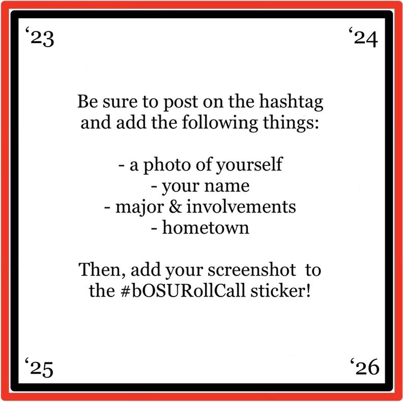 Welcome to The "bOSURollCall" a hashtag that the Black Student Association does every year on Twitter for students within our community to learn about each other, network and come together virtually! 
#bosurollcall #bosu23 #bosu24 #bosu25 #bosu26