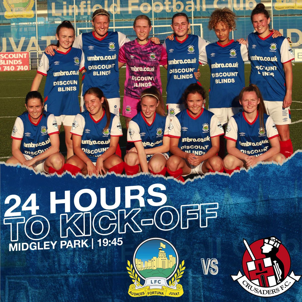 LinfieldFCWomen's tweet photo. ๐ฎ๐ฐ ๐๐ข๐จ๐ฅ๐ฆ ๐ง๐ข ๐๐ข ๐
We host @CruesStrikers tomorrow night in our latest @OfficialNIFL Womenโs Premiership encounter ๐ต๐ช
#COYB #LinfieldLadies https://t.co/hlTeGjNKie