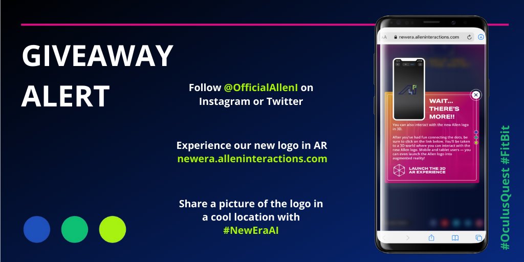OfficialAllenI's tweet image. #Giveaway 
Join us for the new era of AI! One lucky winner will receive a #VR #Oculus Quest, and two winners will receive an #IoT connected FitBit! 

Entry instructions and deadline in comments!