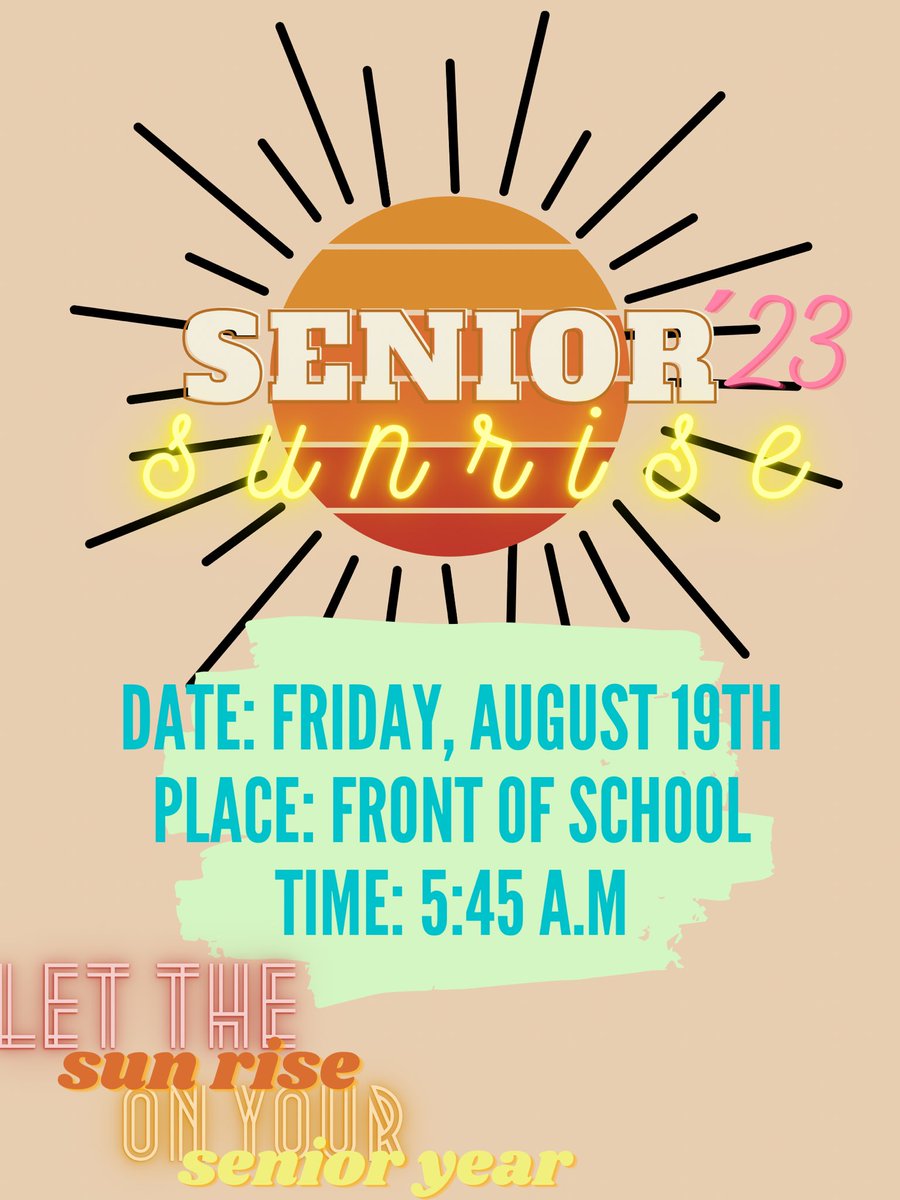 SEHS2023's tweet photo. Hey seniors!!🦅 Set your alarm early for Friday🌅 We really want all the seniors to participate, and have fun🥳
Reminder seniors if you can please bring the $5 to either Ms. Morales or Ms.Gonzalez is greatly appreciated!!
#Lifeof2023 #Eaglelife23 https://t.co/wWd5X2NEK7