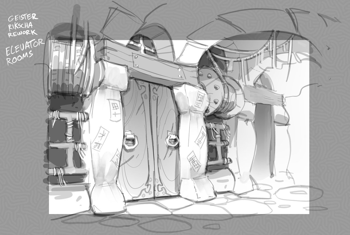 Back on themepark doodlin, here's a little pot village and fantasialand's Geister rikscha rework ideas 