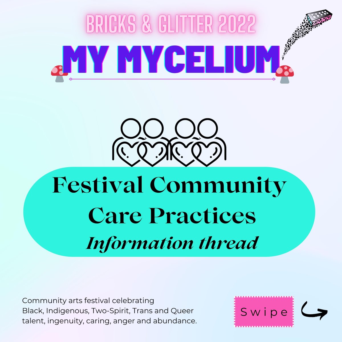 BricksGlitter's tweet photo. 💕Check out our Community Care practices!💕
We are still in a pandemic and want people to show up feeling safer. DM or email with any questions ✨

✨Bricks &amp; Glitter 2022 Festival✨
📅August 20-Sept 2, plus one Fall date TBA

🌃🌃
#trans #queer #black #indigenous #brown #2spirit https://t.co/ywhtn4vUYl