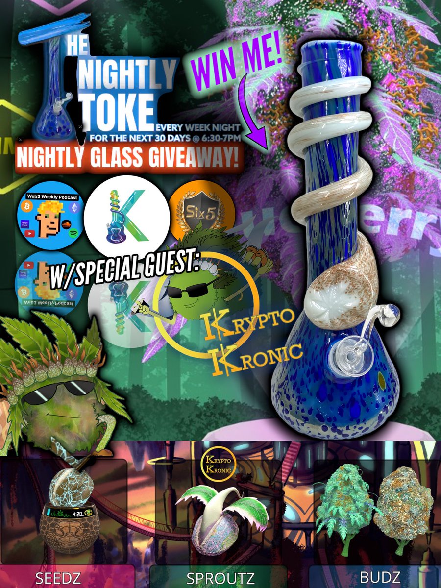 special_k_nft's tweet photo. THIS IS THE #SPACE 2 #RETWEET &amp; BE IN 2 #WIN!

#TONIGHT 6:30PM(PST) The #NightlyToke is dipping into the chronic w/ @KryptoKronicNFT 

How to WIN #Giveaway
♦️JOIN US! 
👣 FOLLOW— @KryptoKronicNFT, @special_k_nft, @WEB3WeeklyPod &amp; @Six5Beatz
✅ RETWEET &amp; tag your #BestBud 🍀😉 https://t.co/VPd63tGwix