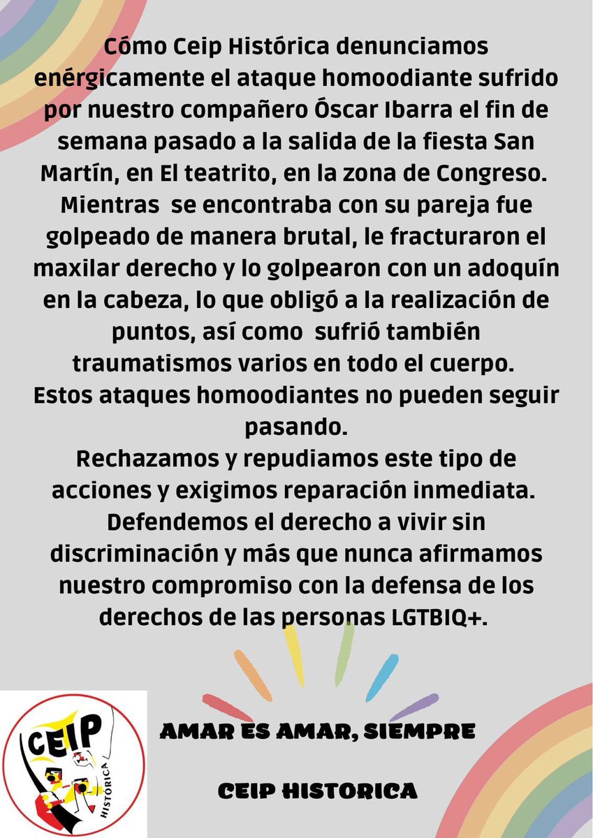 CEIP_Historica's tweet photo. Repudiamos enérgicamente @LuchoFabbri @BarrancosDora @inadi @Red__Accion @revistaanfibia @futurockOk @cosecharoja @myriambregman @eldestapeweb https://t.co/v2x5WhIRHo