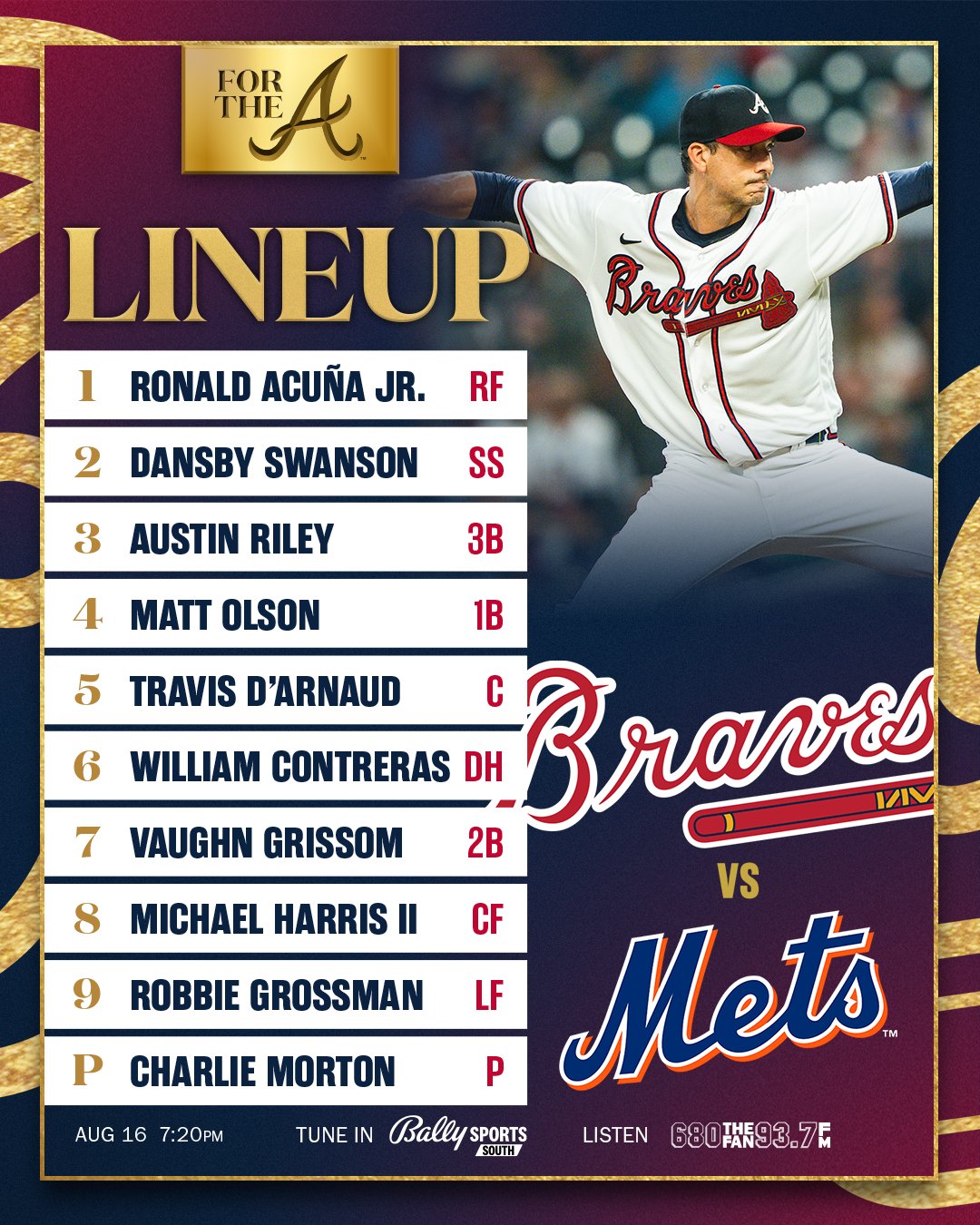 Atlanta Braves on X: Charlie Morton on the mound tonight at @TruistPark!  #ForTheA  / X