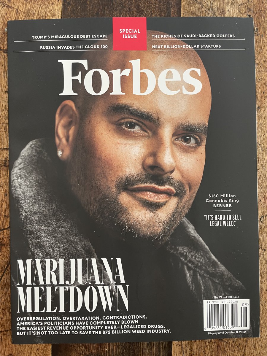 The Aug/Sept issue of <a href="/forbes/">Forbes</a> is on newsstands today. <a href="/berner415/">Berner</a>, the CEO and co-founder of <a href="/cookiesglobal/">Cookies 🍪</a>, is the first cannabis company executive to ever be on the cover of this 105-year-old magazine.