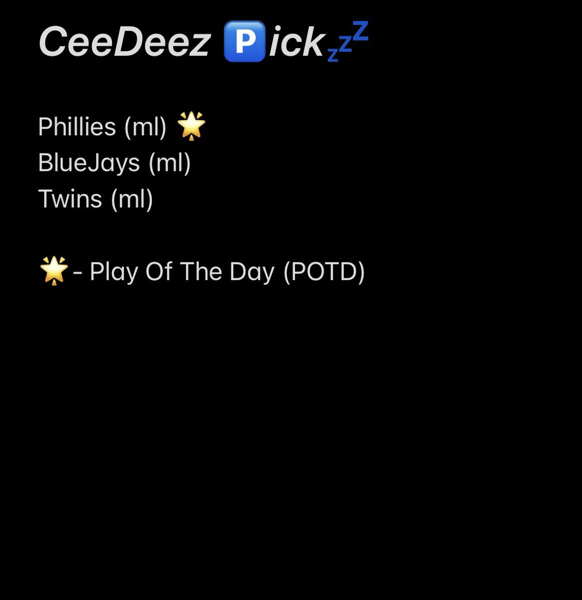 CeeDeez_pickzz's tweet photo. Be seein 🫡
#CeeDeez #gamblingtwitter #MLBPicks #BeZoS
Feeding y’all winners @BookitWithTrent @Krabs_Bets https://t.co/XUNqhULw2I