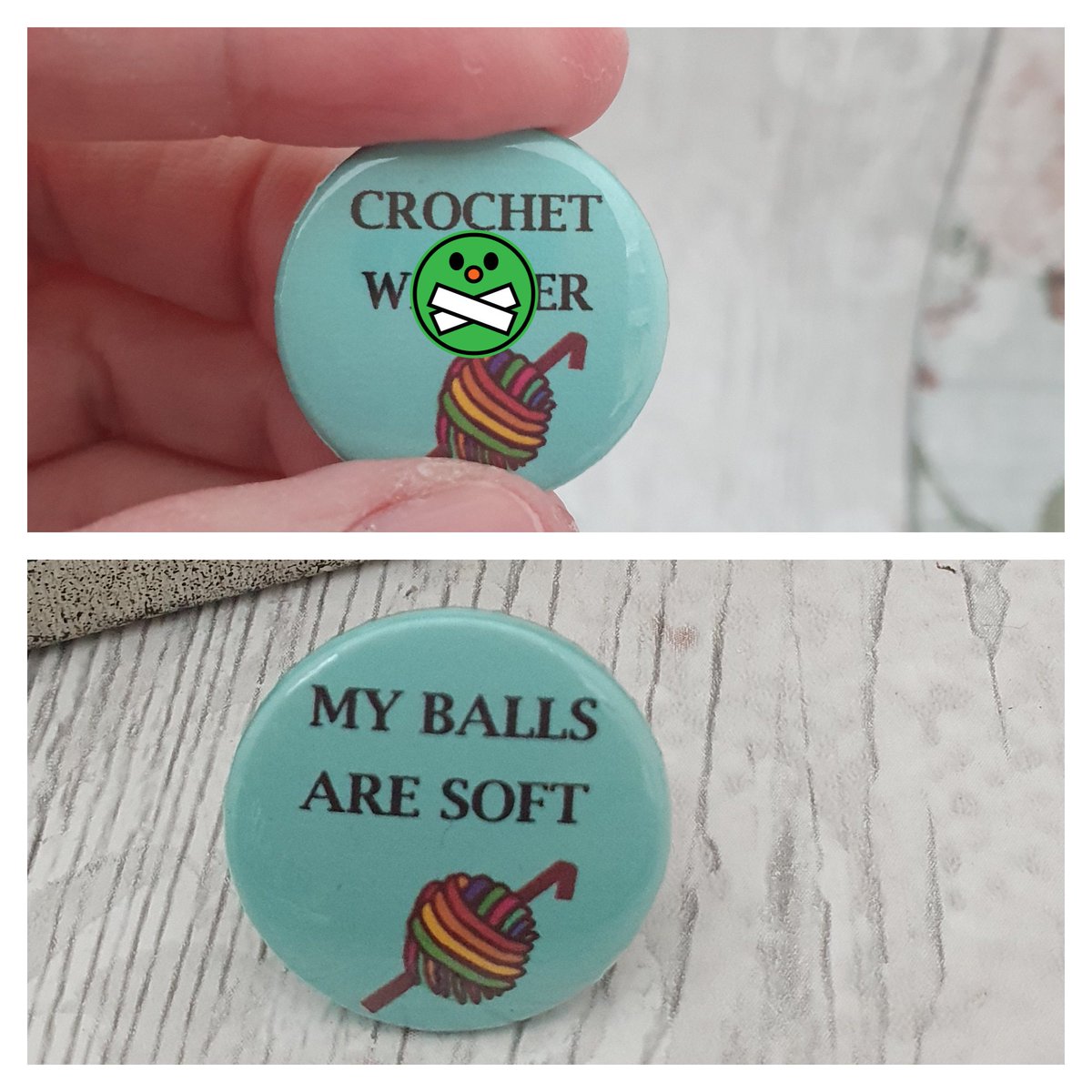 martisanne's tweet photo. My balls are soft crochet button badge, crochet addict, funny pin badge, handmade, mature, funny badge, adult, yarn lover , friend, C1 https://t.co/4YSBwJyVvE #TMTinsta #EtsyTeamUnity #CrochetButton https://t.co/NFfdV62Mzx