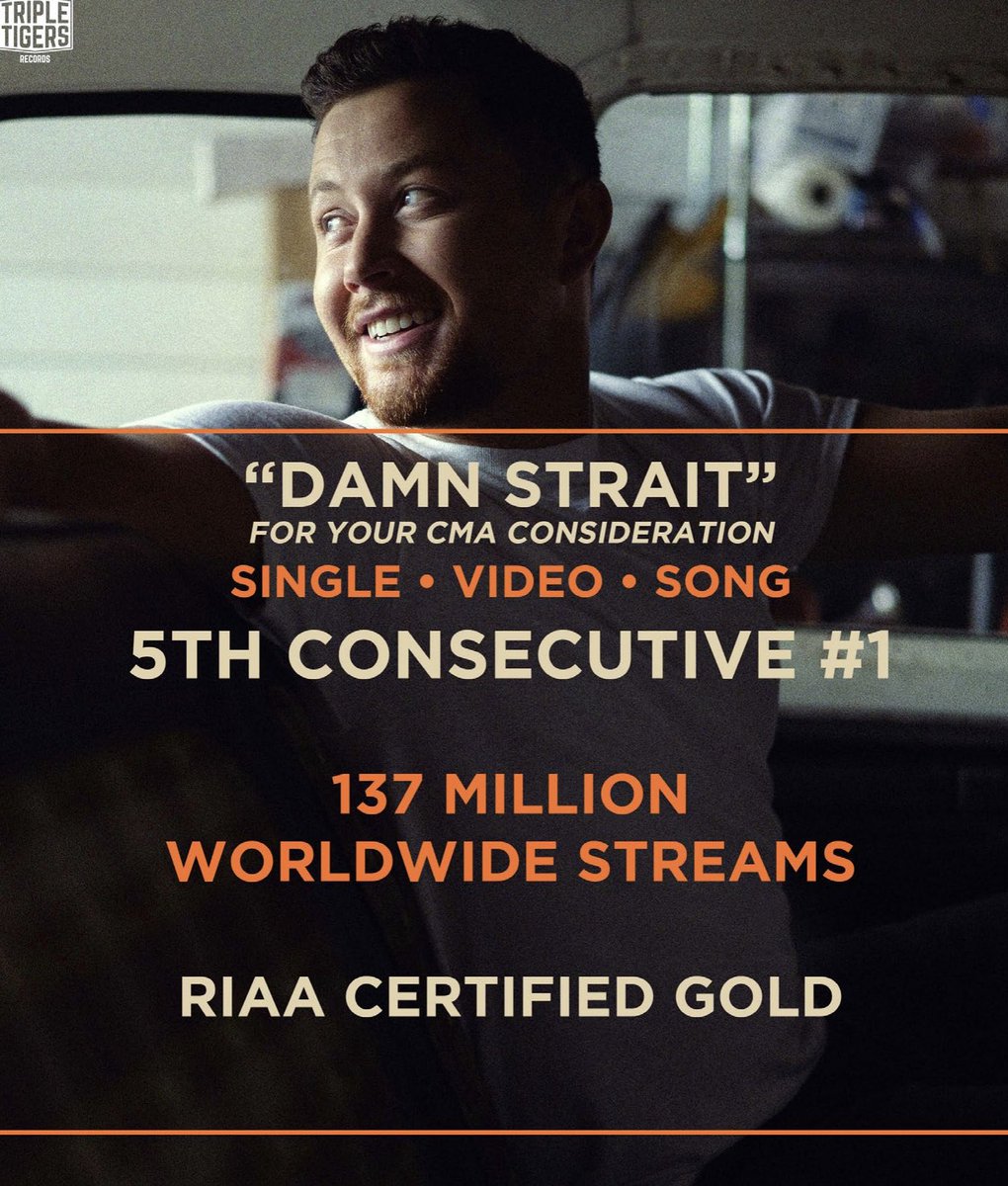 SocialMusicPro's tweet image. After a bumpy start at country radio, @ScottyMcCreery earns his 5th consecutive #1 with #DamnStrait.