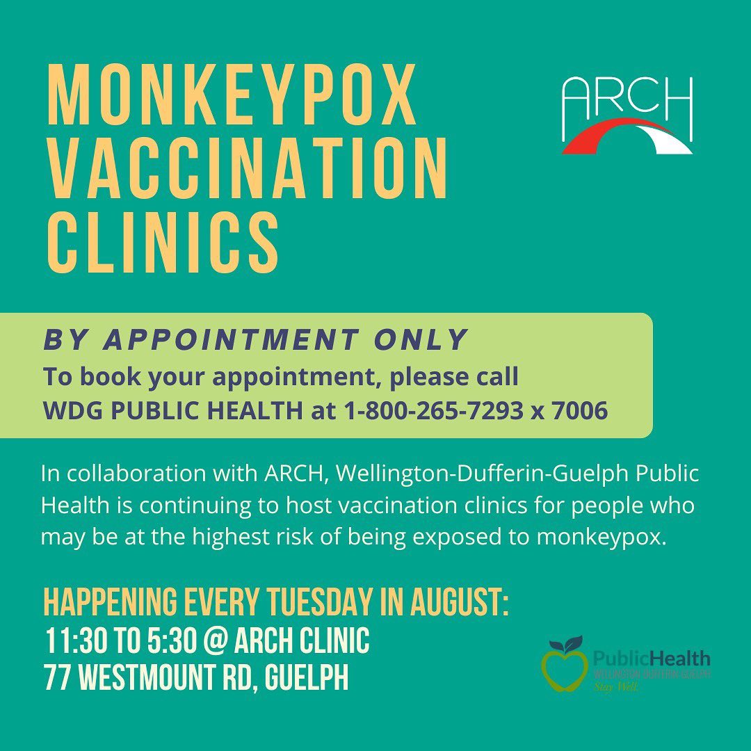 Our Sexual Health Worker, Nigel, received the Mpox vaccine <a href="/ARCHGuelph/">ARCH</a> (see flyer for details). Our Mpox info session is just around the corner. Please tell a friend, or two, and share with your networks across all social media platforms.