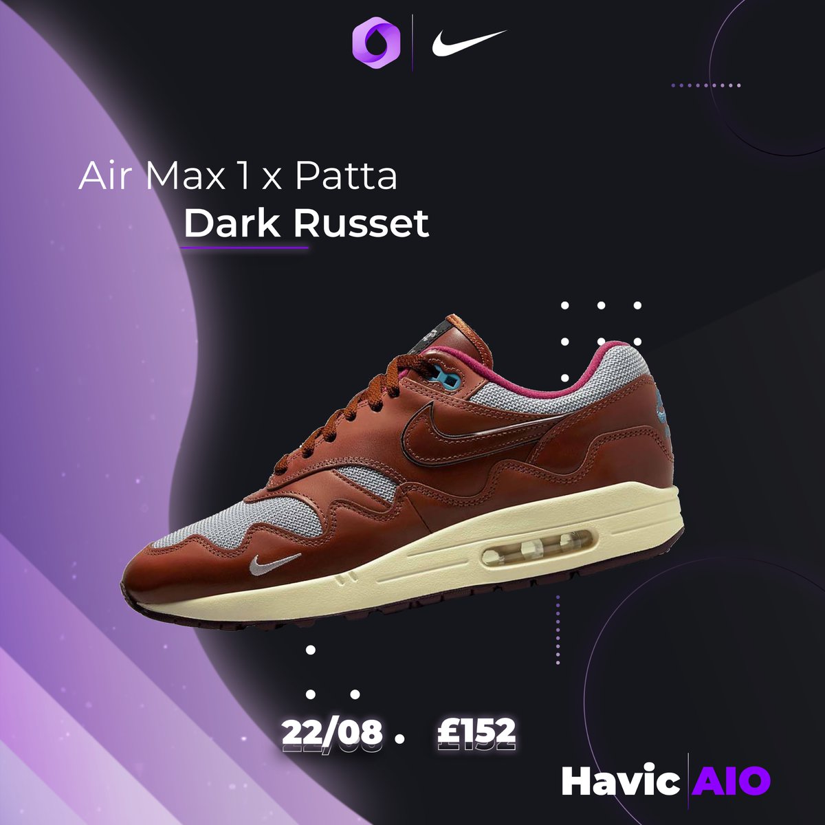 HavicAIO's tweet photo. Air Max 1 x Patta Dark Russet

Resell prediction: £200+
Best sizes? uk 3- uk 6
Opinion: Cop
After purchase: Sell
Chances of copping: 6/10 https://t.co/X5lVdONDOH