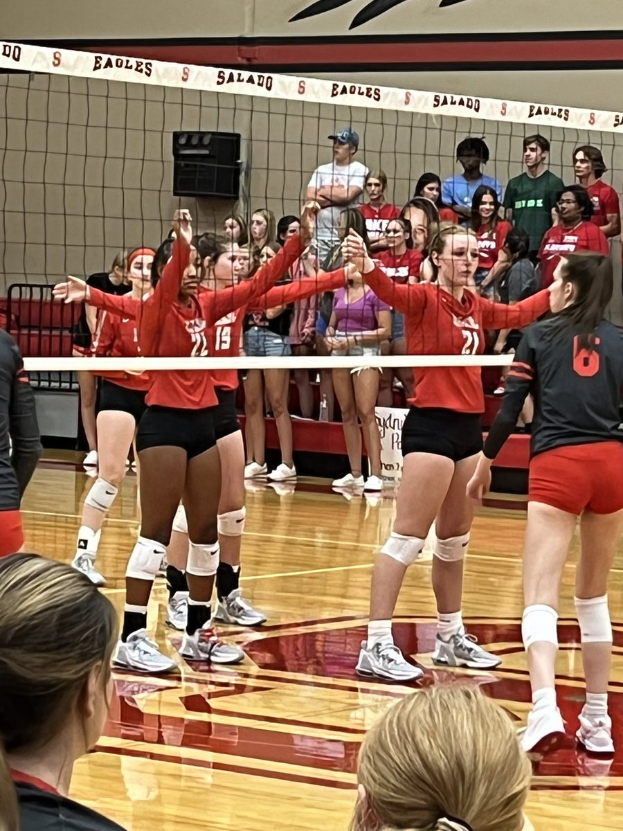 254BallCoach's tweet photo. @VolleyballLbhs in action against Salado. Great student crowd in Salado today as well. #RiseUp #MakingSteam @BeltonISDAth @BeltonISD https://t.co/USIJobowip