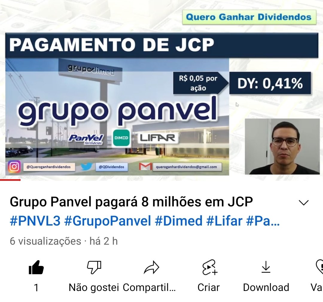 QDividendos's tweet photo. Grupo Panvel pagará 8 milhões em JCP #PNVL3 #GrupoPanvel #Dimed #Lifar #Panvel #JCP #proventos
https://t.co/dtIkTfOW47 https://t.co/pZgHO8U3NT