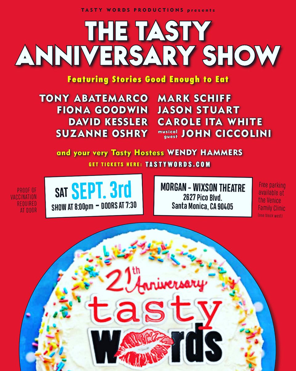 In less than two weeks, we celebrate 21 years of kick ass storytelling and comedy. Come join us September 3rd at 8pm. Learn more and snag your tickets here: tastywords.com/tickets/