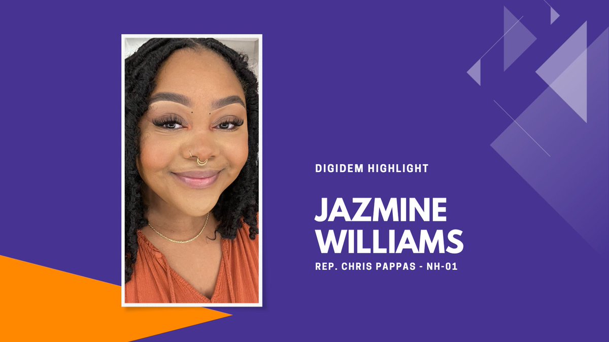 DigiDems's tweet photo. Say hello to Jazmine Williams, CDD embedded with the re-election campaign for @ChrisPappasNH in #NH07! She’s a wiz with helpful reports for the campaign and fun fact - she used to craft and sell pottery for charity in high school! https://t.co/o3vNqlal2I