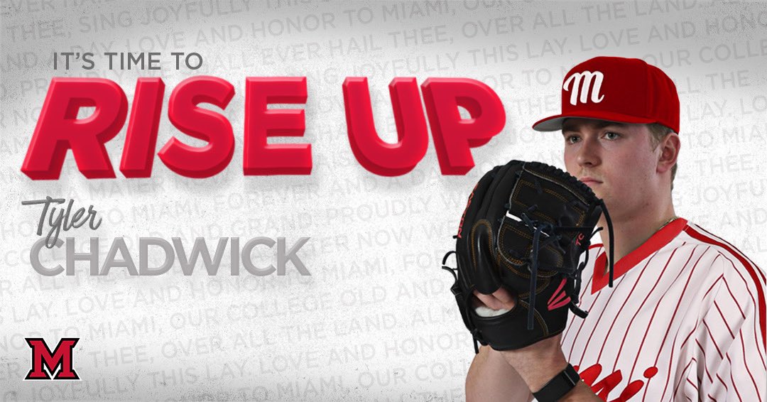 MiamiOHBaseball's tweet photo. We are excited to welcome Tyler Chadwick (@TylerChadwick34) to the RedHawk Family. 

Tyler is a 6’5 Right Handed Pitcher from Iowa Western CC, and was selected by the Cincinnati Reds in the 19th round of the 2022 MLB Draft. #RiseUpRedHawks https://t.co/hnpOjAG1Ap