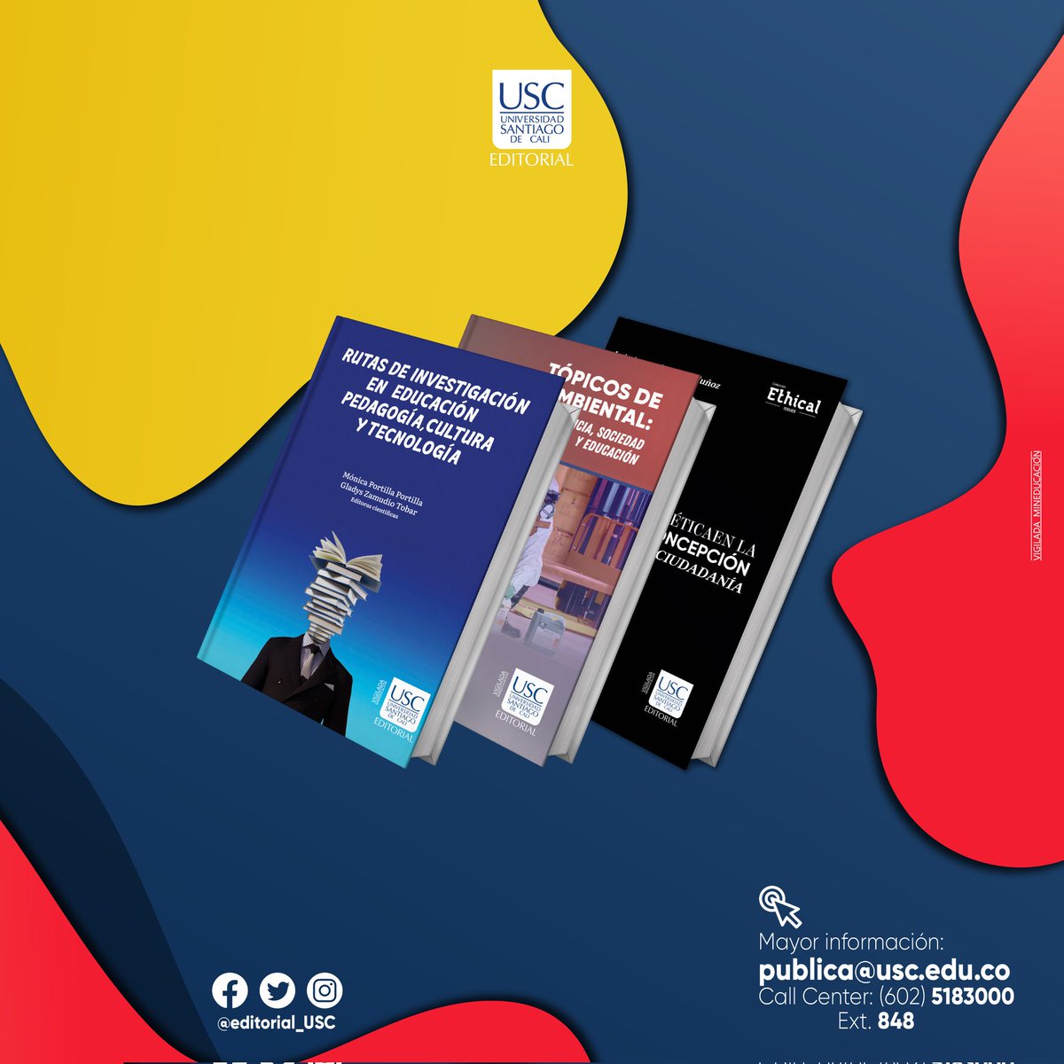 Editorial_USC's tweet photo. El Sello Editorial USC, hace presencia en las ferias del libro Regionales. 

¡Acompáñanos desde el 16 al 21 de agosto en la feria de Manizales! 

#SelloeditorialUSC #Innovación #Investigación #feriadellibromanizales #ASEUC 
#Calidad #USC https://t.co/Vnmr9oe1DP