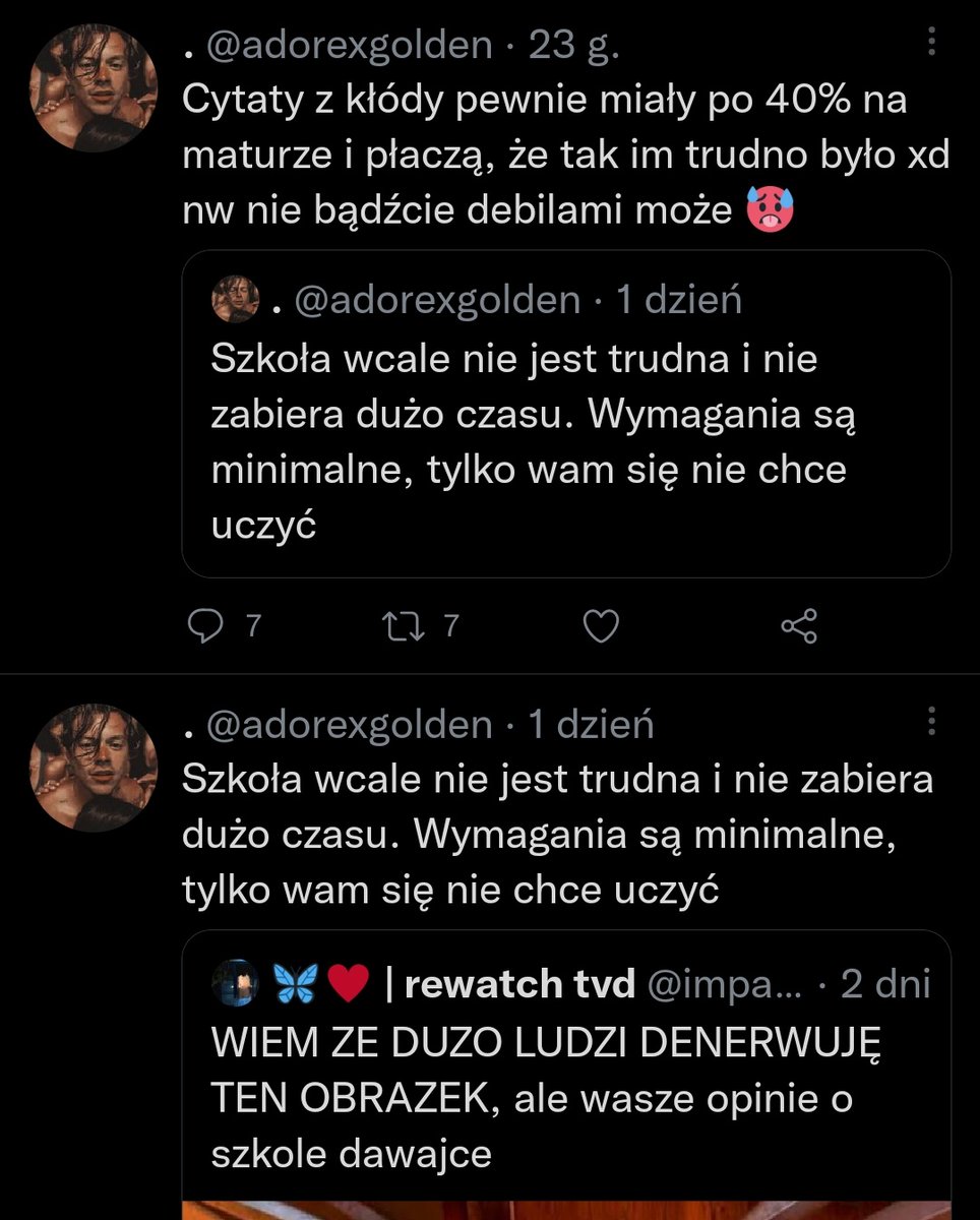 acdkinnie's tweet photo. typiara co jej jedynym osiągnieciem i cechą osobowości jest napisanie dobrze matur, więc teraz jej zajęciem jest jebanie uczniów XD ale przynajmniej jej konto pokazuje, że można mieć super wyniki w szkole, a i tak być debilem https://t.co/CKtdaT8iXa
