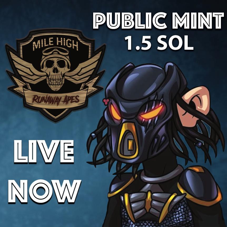 1.5 Solana Public Mint is live!

Will you mint a 1/1? Try your luck.

mint.milehighapes.io
#Solana #SolanaNFTs