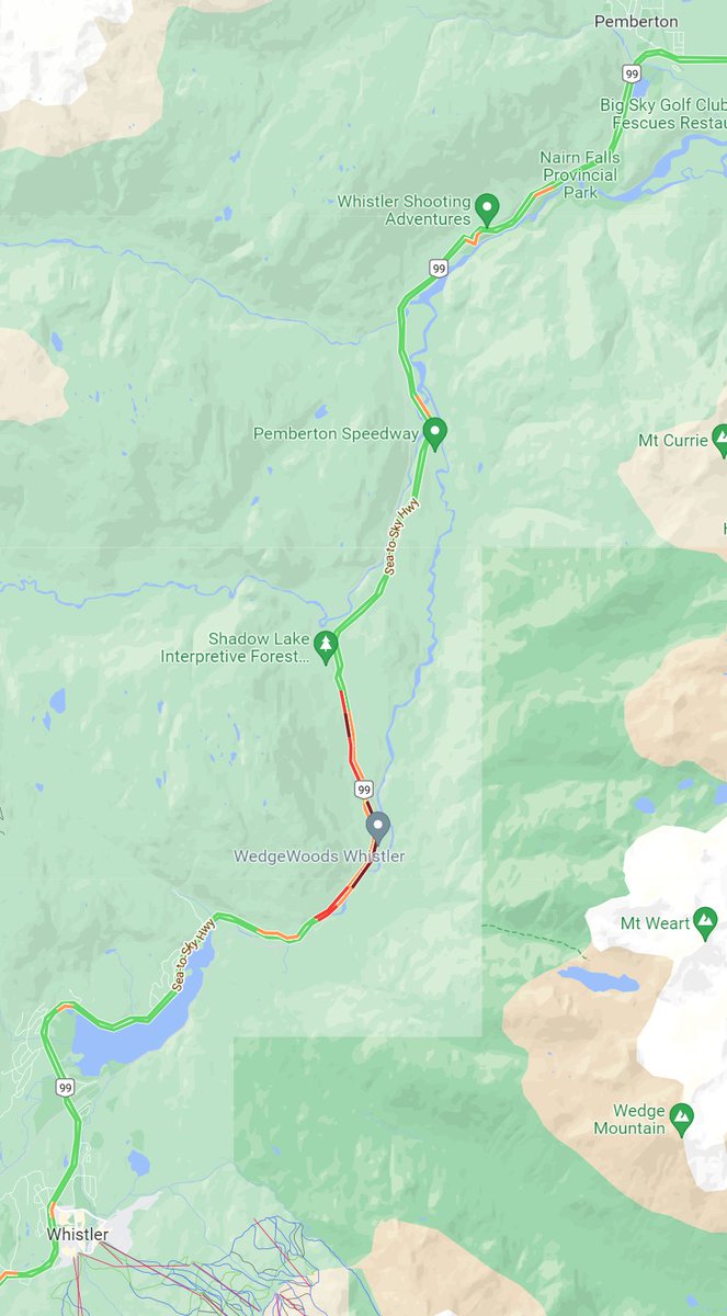 DriveBC's tweet photo. #BCHwy99 Reports of a vehicle fire closing the highway in both directions south of #PembertonBC. Crews are en route. Expect major delays in the area. #SeaToSkyHwy #WhistlerBC https://t.co/DGMqOCbXiK