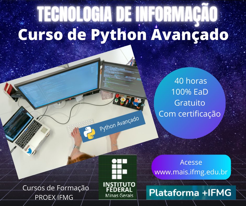 maisifmg's tweet photo. Quer aperfeiçoar seus conhecimentos em Python? Conheça o curso Python Avançado, da Plataforma +IFMG. Acesse https://t.co/b1uVkMtCc2
#proexifmg #maisifmg https://t.co/bGTvK98hGH