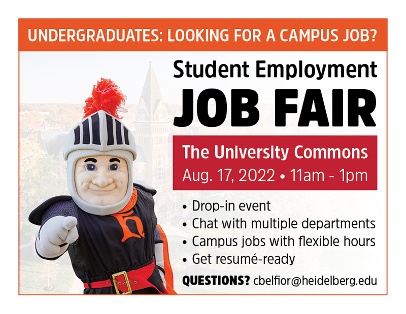 Calling all 'Berg undergrad students! Are you looking for a campus job with flexible hours that will work with your class schedule? Then check out the Student Employment Job Fair tomorrow in The University Commons from 11am-1pm.