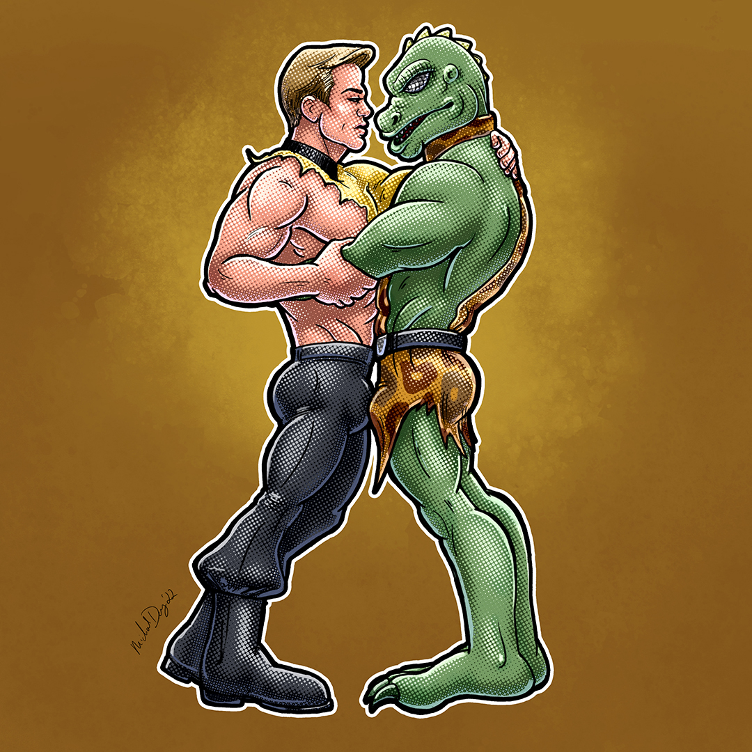 MichaelDerryArt's tweet photo. Gorn With the Wind Serving TOS love your enemy, raw, alien magnetism.
https://t.co/49xHcidgBR*
#Retro #popart #derryproducts #lgbtq #illustration #Gay #gaypinup #gaygeek #gaynerd #scifi #design #graphicart #TroyComics #Kirk #StarTrek #StarTrekTOS #Gorn #Alien #TomOfFinland https://t.co/iEyhywR9B6