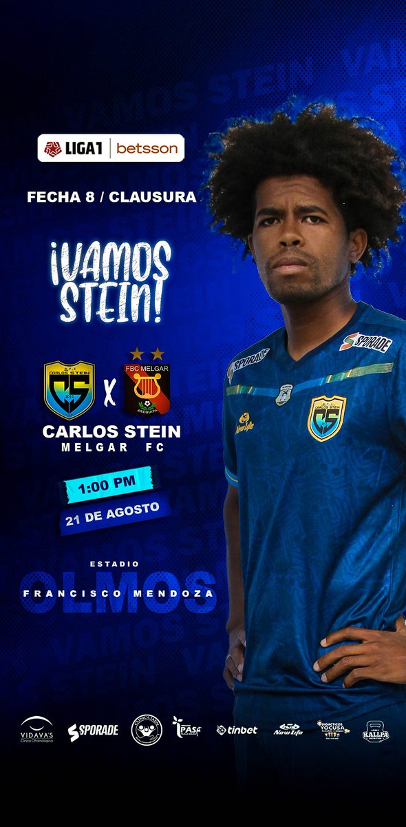 ¡VAMOS STEIN!

#liga1betsson / CLAUSURA / #Fecha 8
➡️ @fccarlossteinoficial
🆚 @fbcmelgar
🕐1:00pm
🗓️ Domingo 21 de Agosto 
🏟️ Francisco Mendoza - Olmos
🎫Compra tu entrada aquí:
joinnus.com/events/sports/…