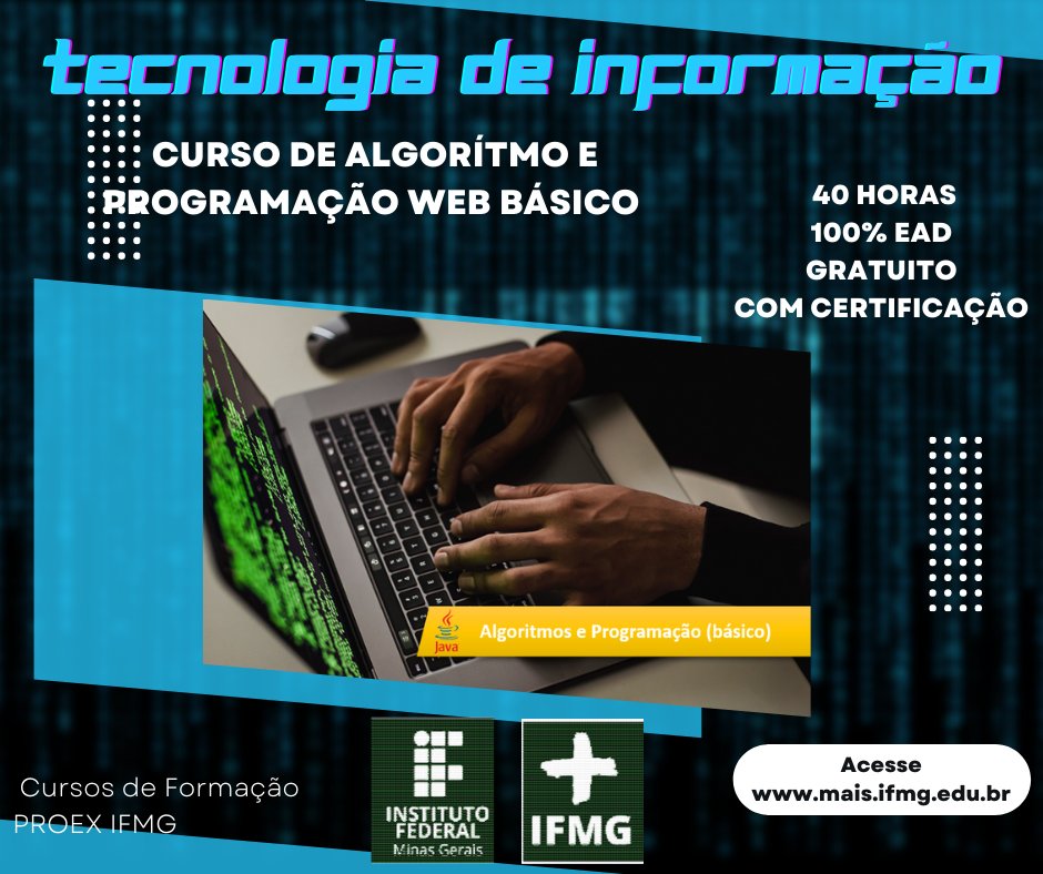 maisifmg's tweet photo. Que tal aprender programação Web? Conheça o curso básico de Programação de Web da Plataforma +IFMG. Acesse https://t.co/b1uVkMtCc2
#proexifmg #maisifmg https://t.co/hT5lsIaGGU