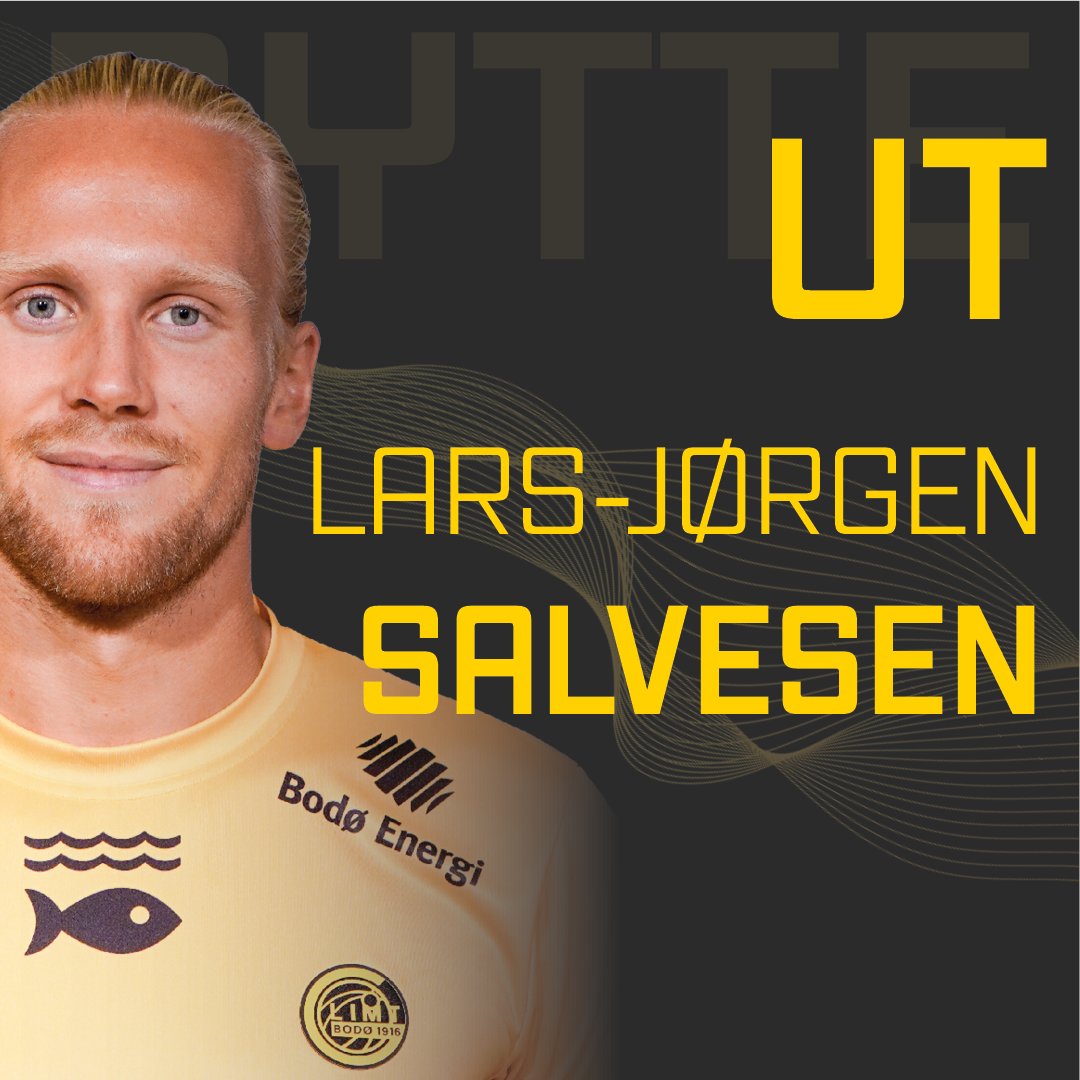 Glimt's tweet photo. Glimt bytter ut Lars-Jørgen Salvesen. Runar Espejord kommer inn. https://t.co/4dGZw2cp3D