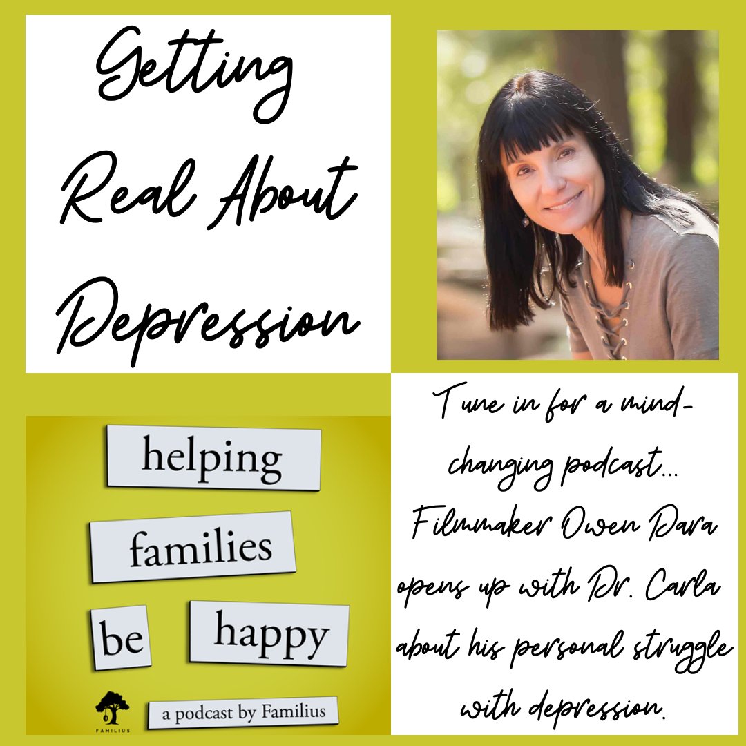 drcarlamanly's tweet photo. Join Dr. Carla for a heart-opening podcast with filmmaker and artist Owen Dara!  Brilliant, touching vulnerability...a MUST if you or anyone you know struggle with depression! @familiustalk #depression #podcasts #MentalHealthMatters #MentalHealthAwareness #Anxiety #joyfromfear https://t.co/t0oq4WmMhN