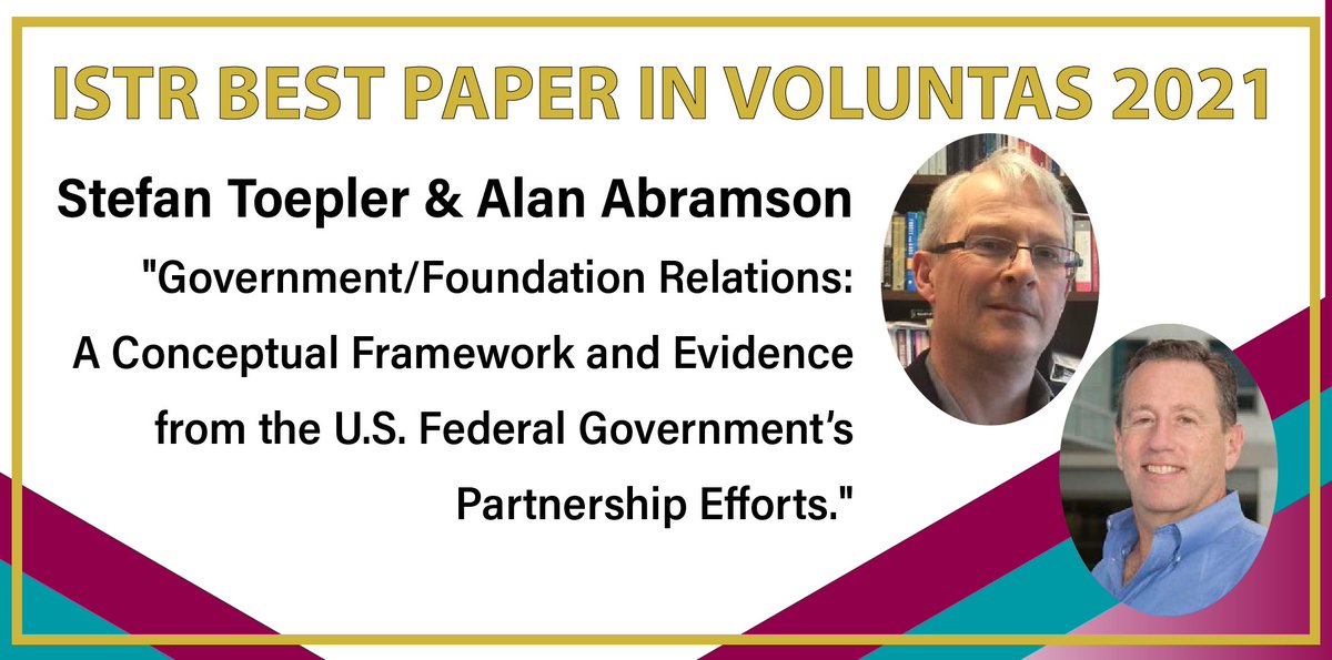 ISTRorg's tweet photo. Congratulations @stefantoepler and @AbramsonAlan
 for winning the ISTR Best Paper in @VoluntasJournal
 award for 2021! The paper is free to download until the end of September. https://t.co/IEhxbFQ1zs