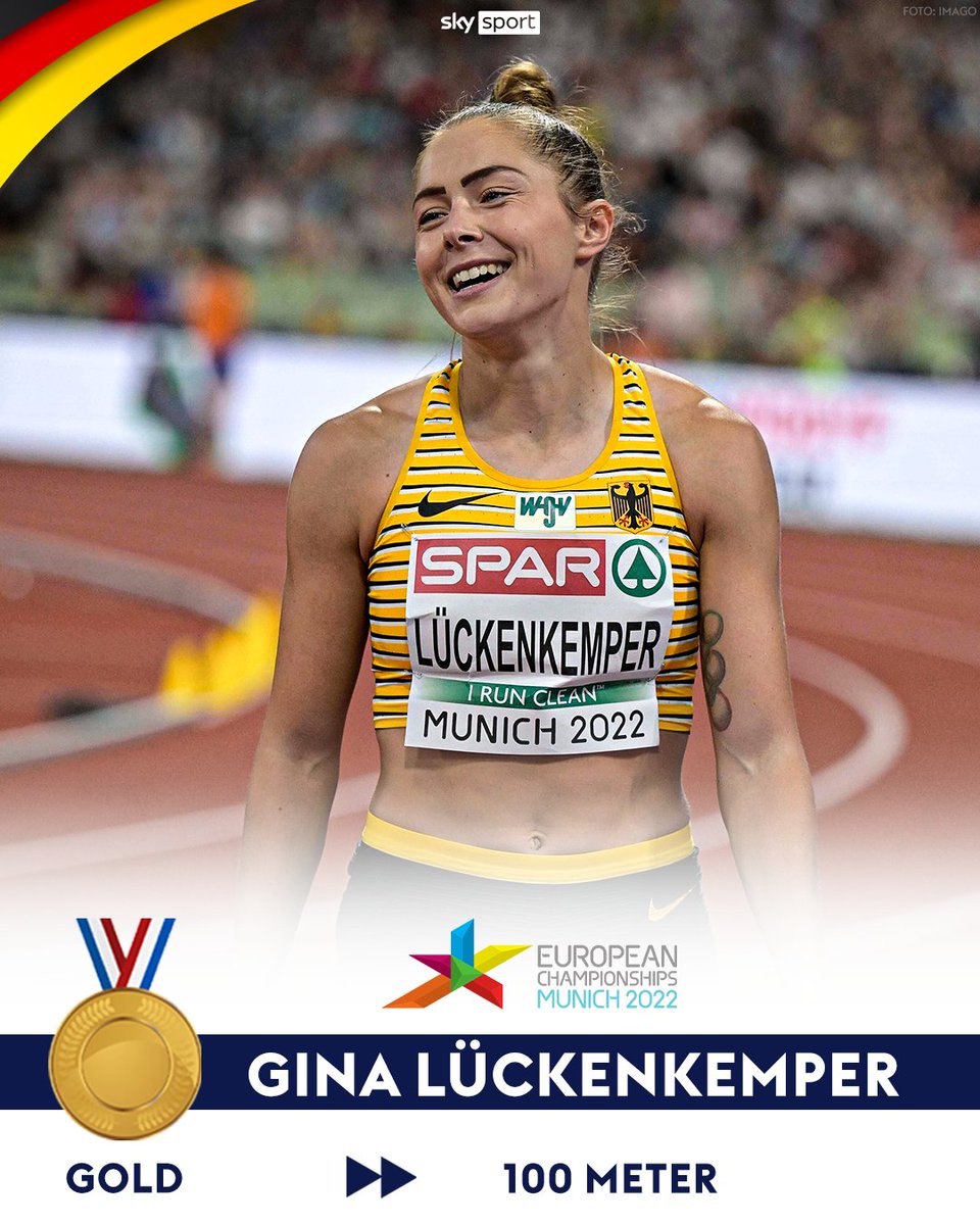 SkySportDE's tweet photo. Sprint-Gold! Gina Lückenkemper wird Europameisterin über 100 Meter.

#munich2022 https://t.co/PUXJRkxVoy