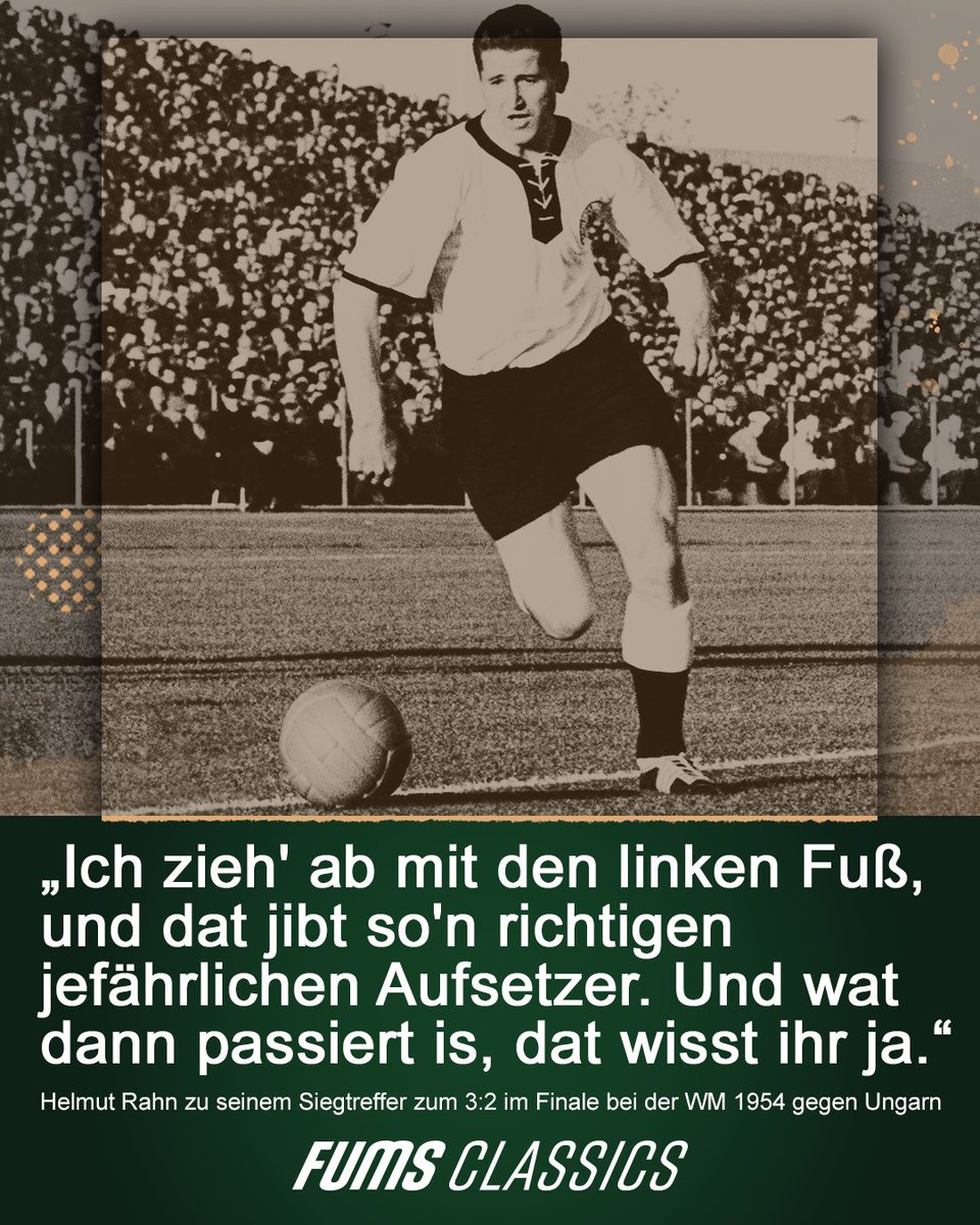 fums_magazin's tweet photo. Der Held von 1954 wäre heute 93 Jahre alt geworden. Alles Gute, Boss!🙏 #HelmutRahn #FUMSCLASSICS https://t.co/ScesrH4vZf