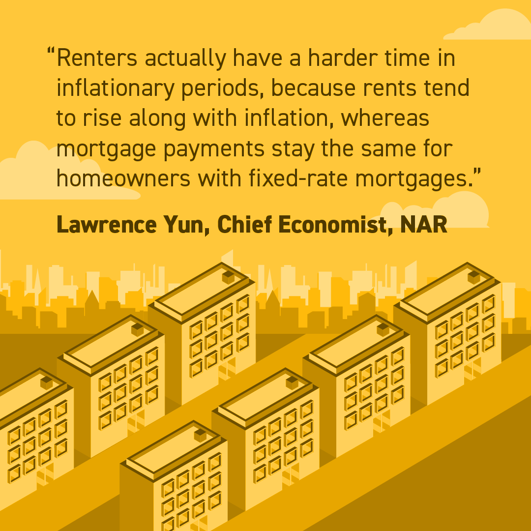 RealtorRossi's tweet photo. Buying a home has significant financial benefits over renting, especially during periods of high inflation. Your home typically increases in value over time through home price appreciation, and you can lock in your monthly payment with your home loan...
#inflation #homebuying https://t.co/Pf0soYVjgQ