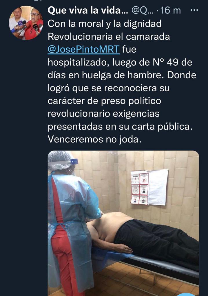 #MedidaSustitutivaParaPintoYa. El pueblo venezolano agradece el esfuerzo y la lección de dignidad q nos está dando el Maestro Pueblo José T. Pintó, su hidalguía, su honorabilidad y su temple forma hombres libres. <a href="/NicolasMaduro/">Nicolás Maduro</a> <a href="/greenpeace_esp/">Greenpeace España</a> <a href="/ConCiliaFlores/">Cilia Flores</a> <a href="/ONU_derechos/">ONU Derechos Humanos - América del Sur</a>