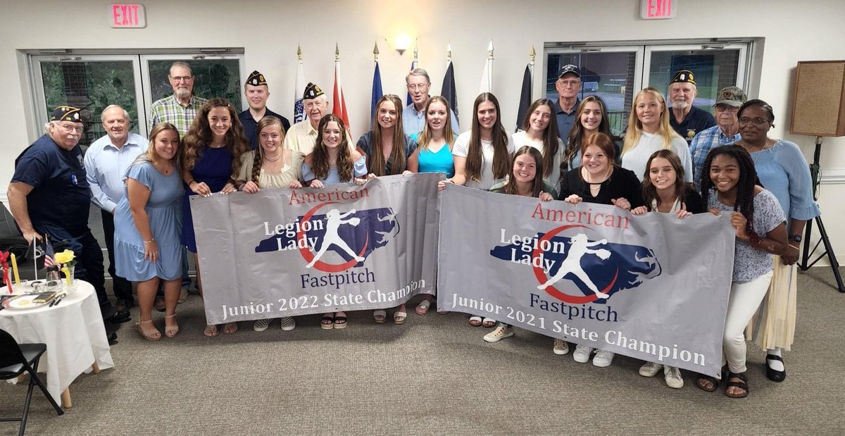 Lady Legion Junior (back to back) State Champions honored tonight by Post 112. Great food and fellowship. Thank to all the Veterans of Post 112.